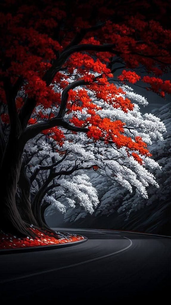 Red And White Trees