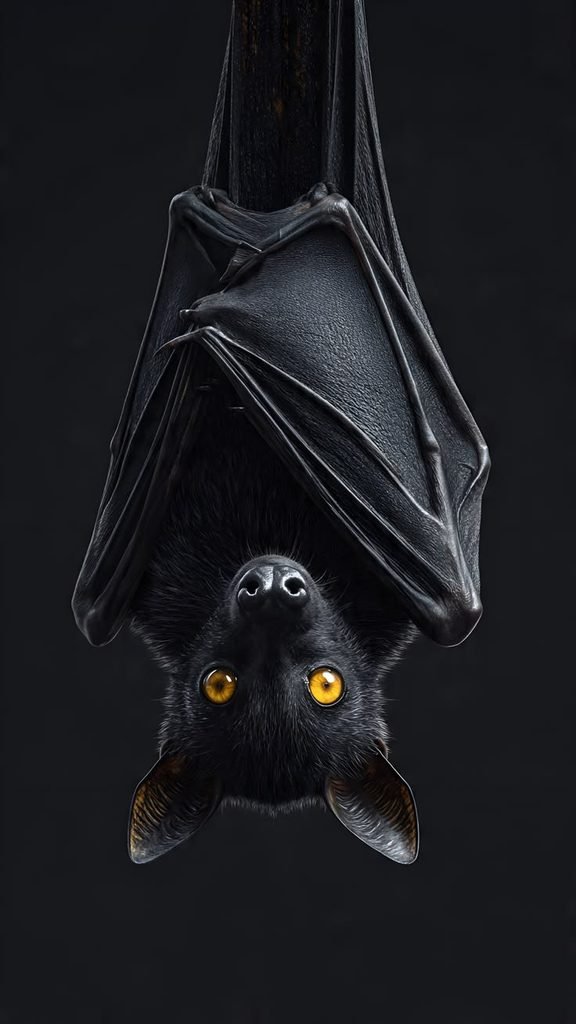 Black Fruit Bat Hanging