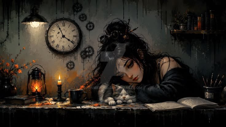 Moody Nook With Candlelight And Cat