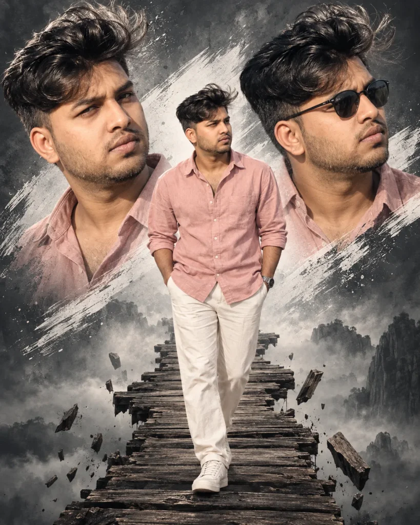 Cinematic Triple Portrait Fashion Poster