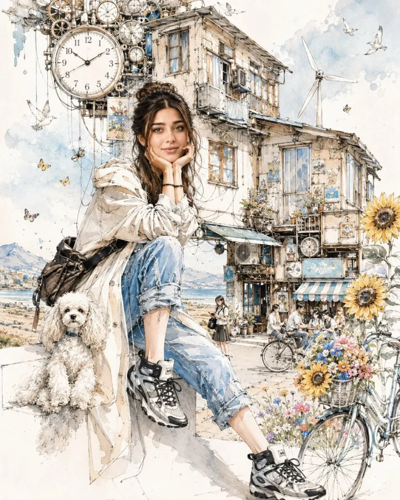Watercolor Travel Portrait Illustration