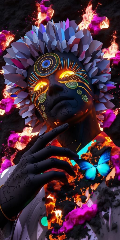 Futuristic Figure Adorned With Glowing Neon
