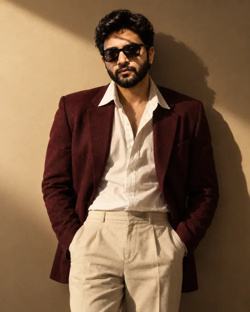 Moody Burgundy Fashion Portrait