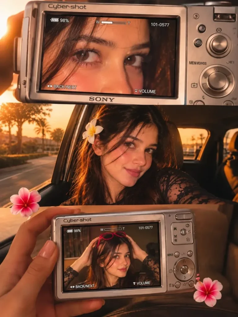 Retro Cyber-Shot Sunset Car Portrait