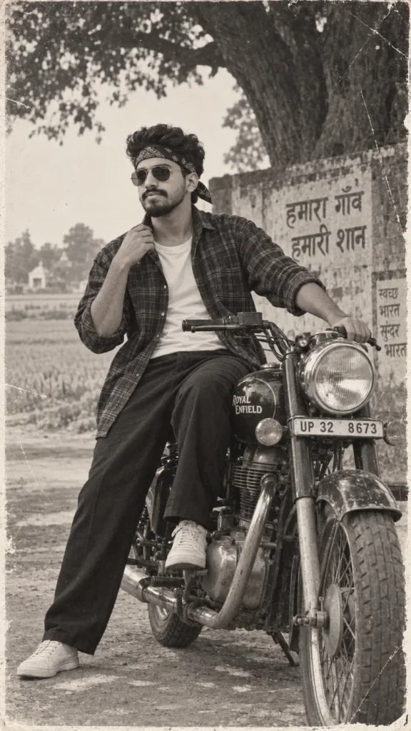 80s Biker Retro Enfield Portrait