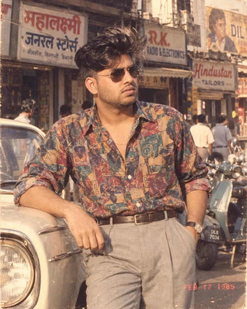 A Stylish Day on an Indian Street in 1985