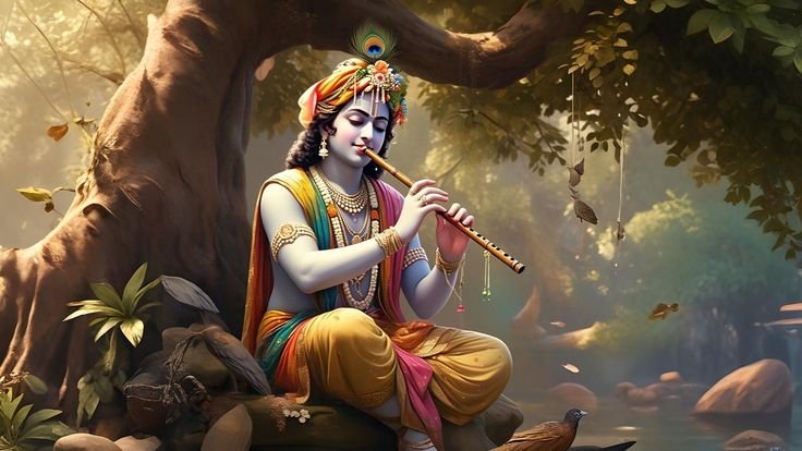 Lord Krishna Playing His Flute