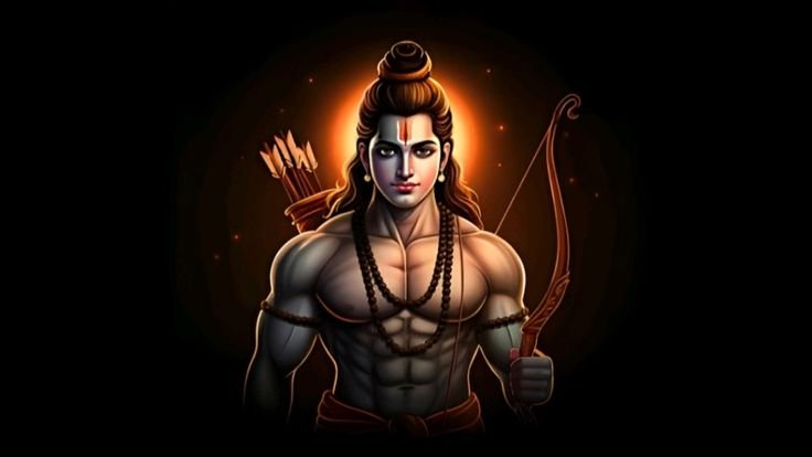 Lord Rama Holding A Traditional Bow And Arrow