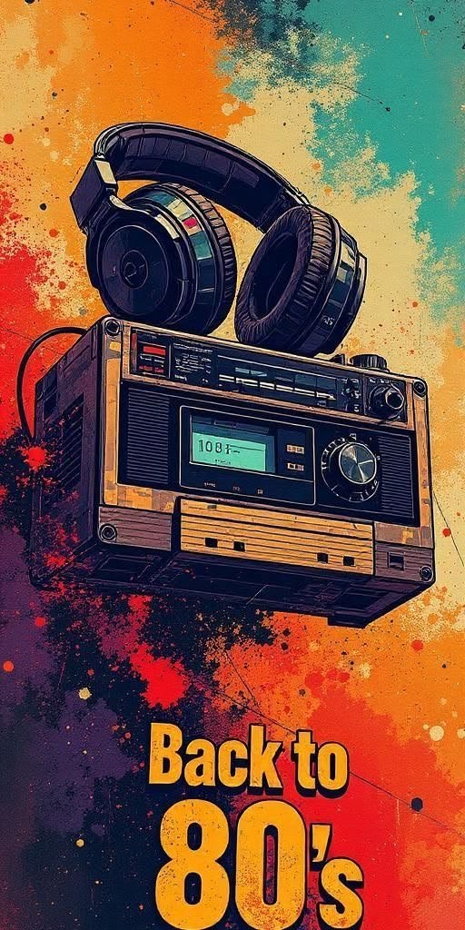 Headphones On Top And The Text “Back To 80’S”