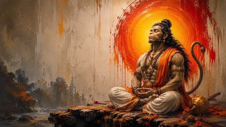 Lord Hanuman Seated In A Peaceful Meditative Pose