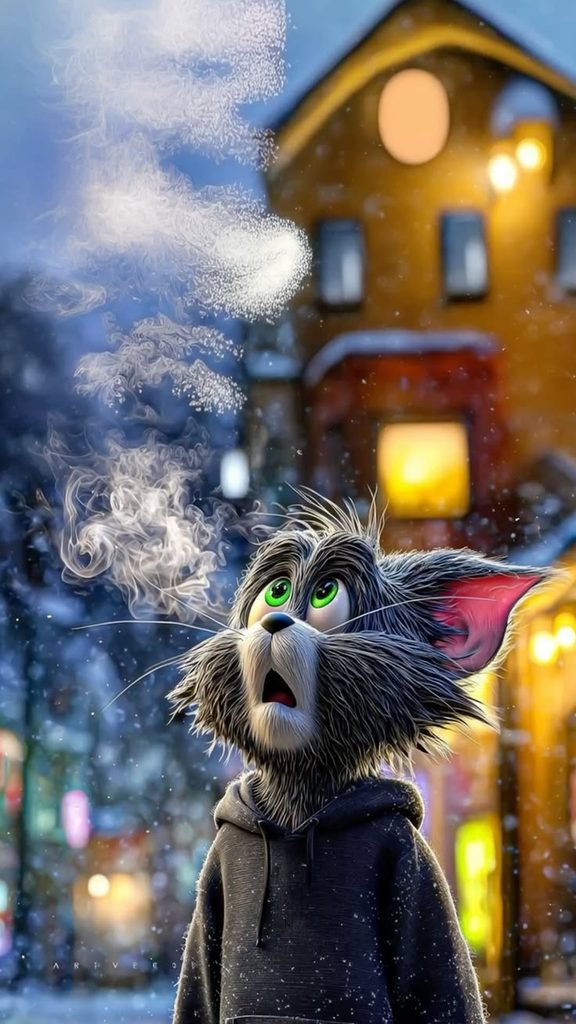 Aesthetic Winter Evening Cat Tom Green Eyes 