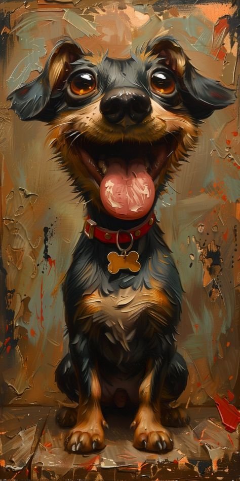 Happy Black And Tan Dog Featuring Expressive