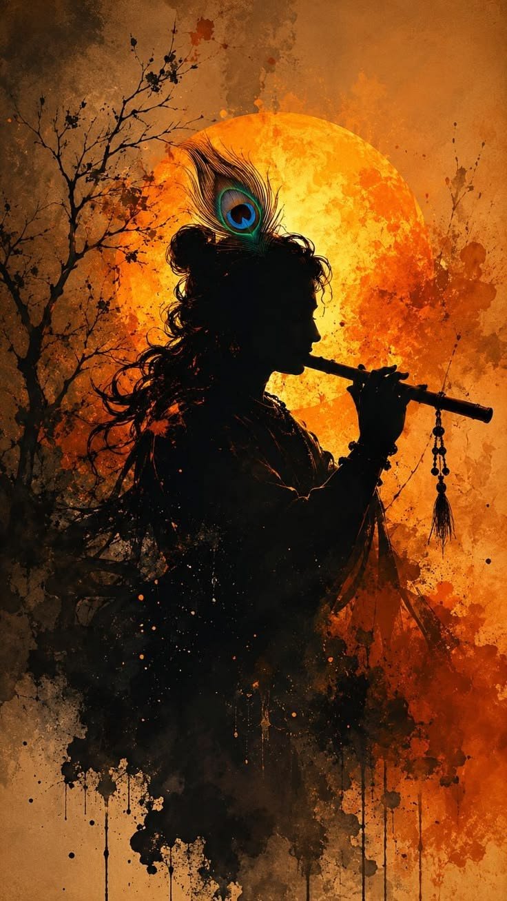 Lord Krishna Playing A Flute