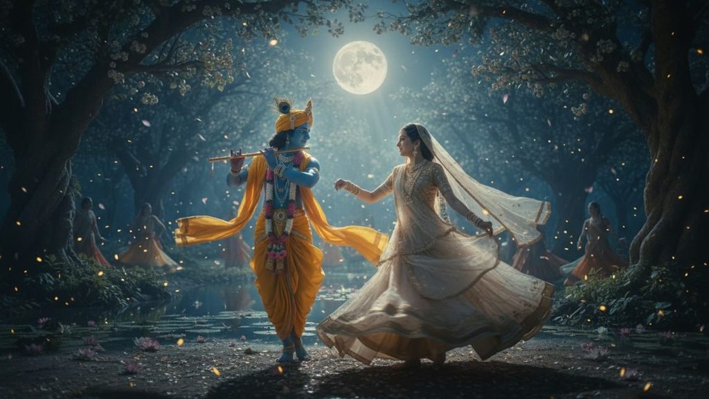 Lord Krishna And Radha Dancing