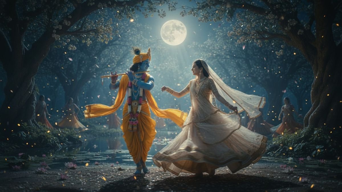 Lord Krishna And Radha Dancing