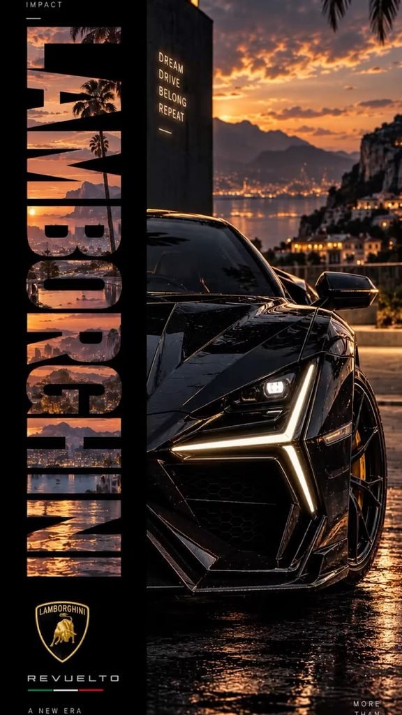 Black Lamborghini Revuelto Supercar