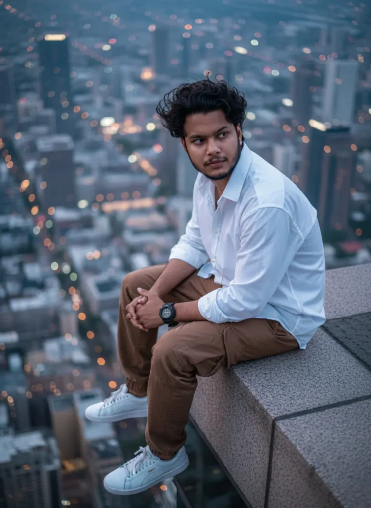 Rooftop Contemplation at Dusk