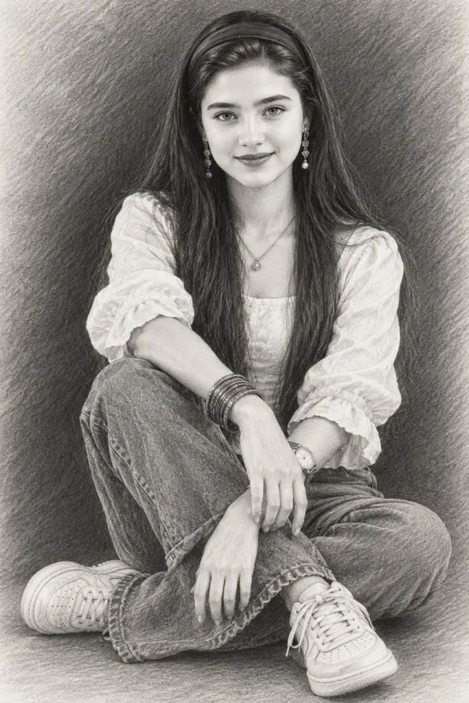 A Woman Reimagined in Timeless Pencil Art
