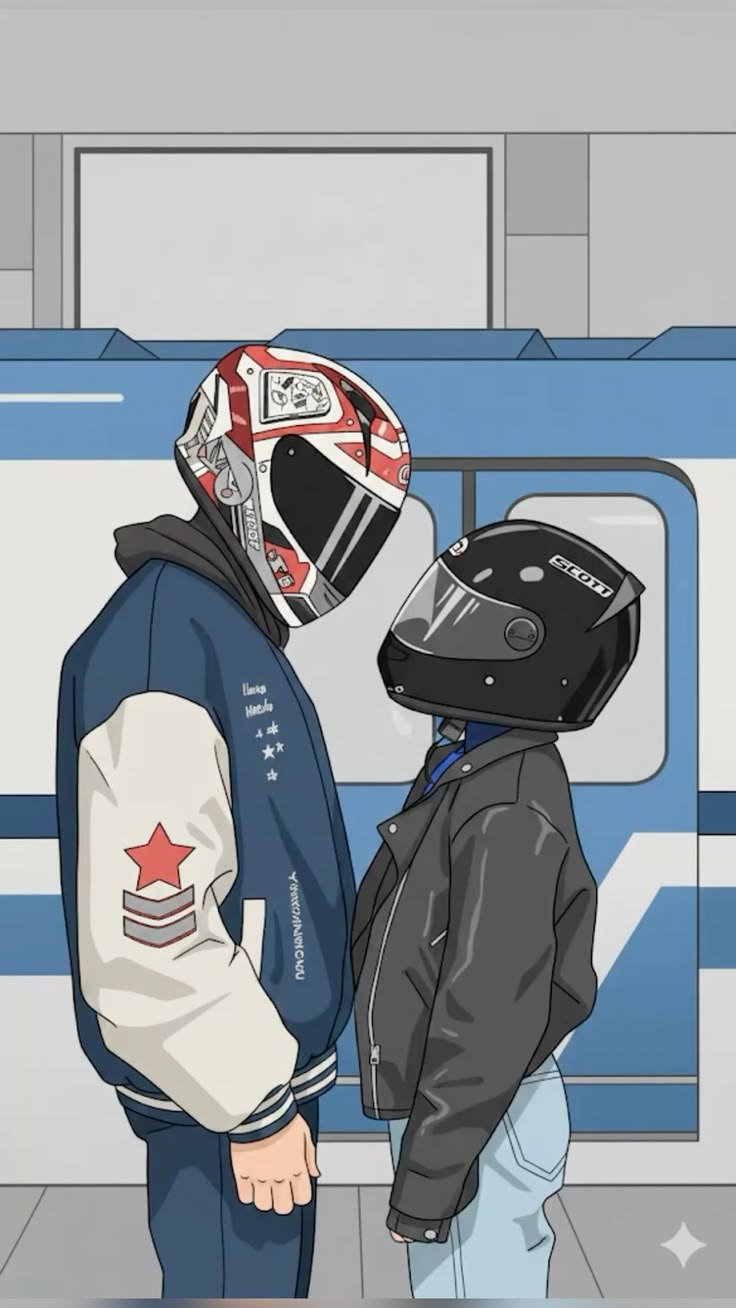 Biker Couple Goals: Stylish Anime Motorcycle Wallpaper With a Cinematic Vibe