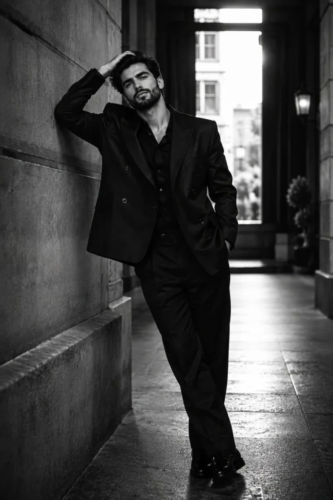 Cinematic Black-and-White Fashion Portrait
