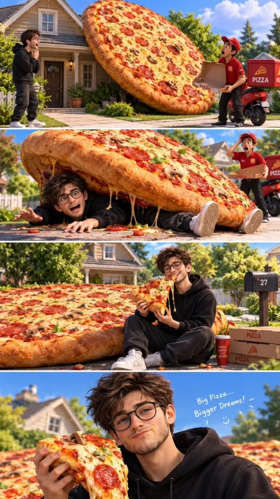 Giant Pizza Comedy Scene