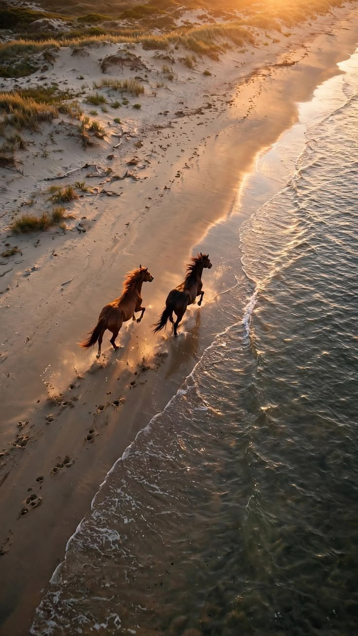 Freedom Along the Golden Shore 🐎🌅