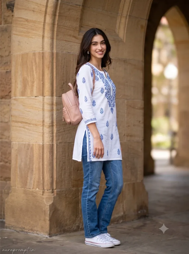 Kurti and Jeans Campus Girl prompt