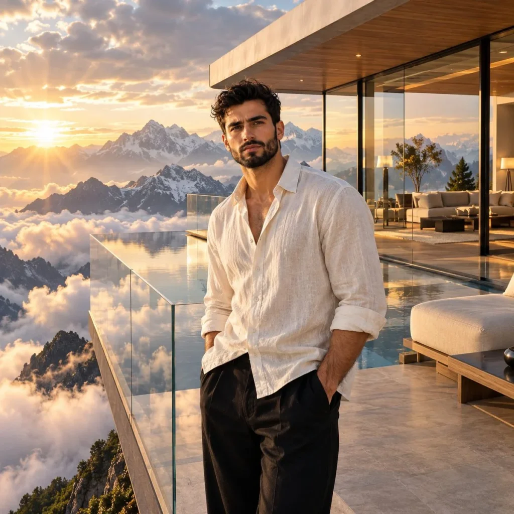 Luxury Glass House Man