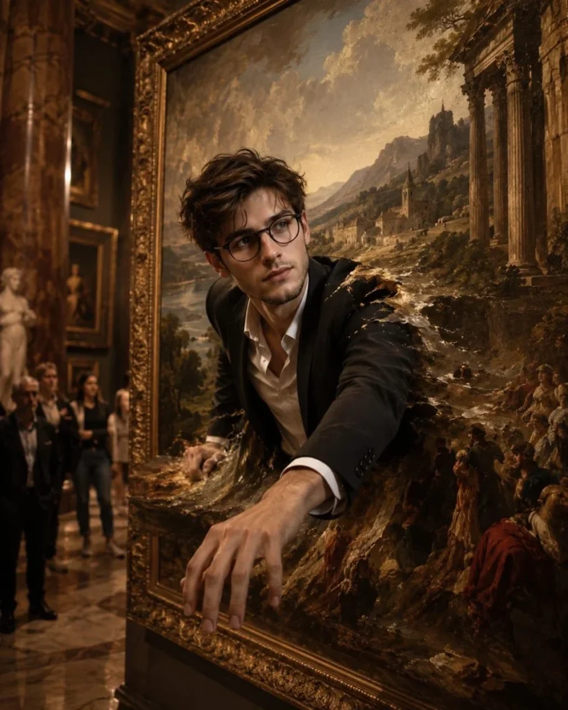 Man Enters Oil Painting