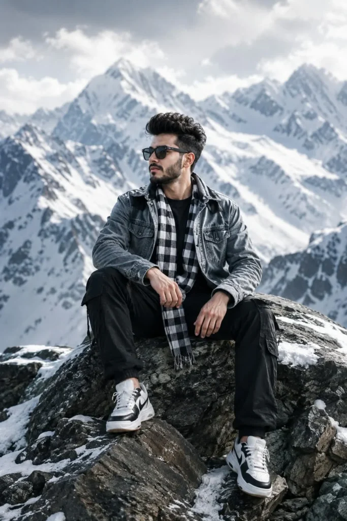Man in Winter Mountain