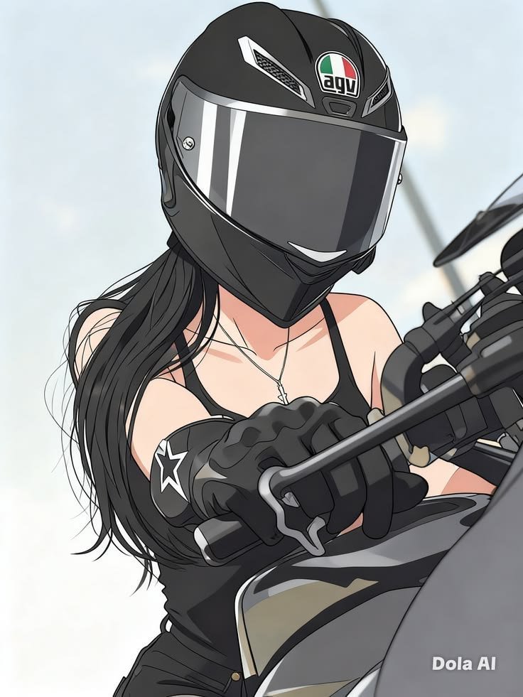 Fearless Biker Girl: Powerful Anime Motorcycle Wallpaper for Your Phone