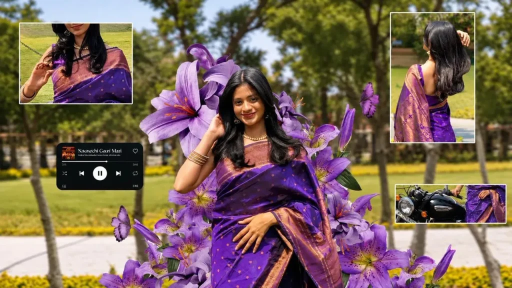 PURPLE LILY GARDEN TRADITIONAL SAREE