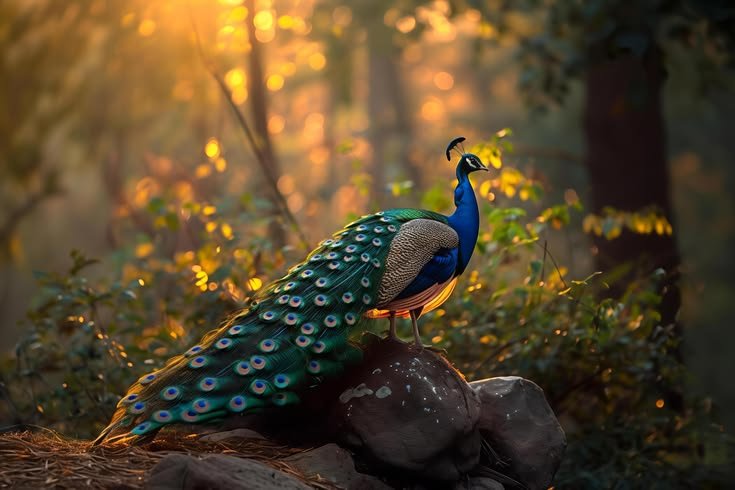 🦚 Peacock in the Golden Forest