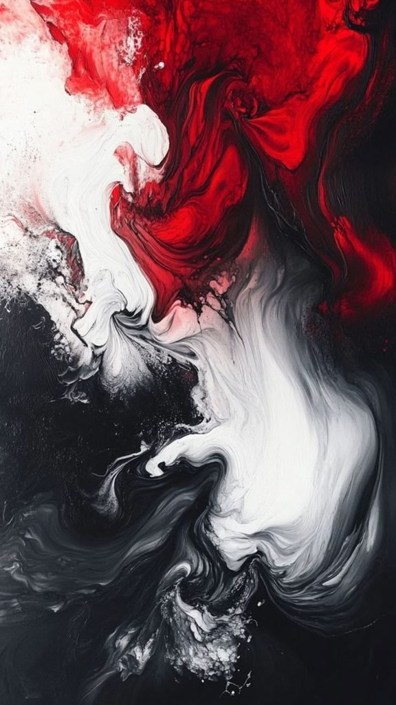 Red & White Abstract Art 🎨