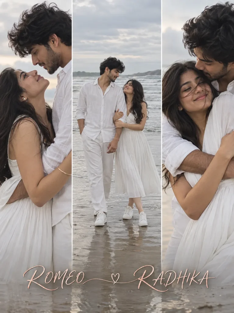 Ultra realistic,high quality portrait of a romantic couple on a beach ⛱️