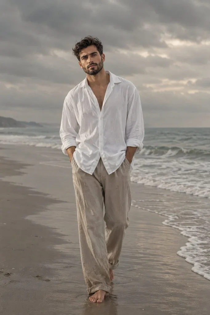 Young man on secluded beach