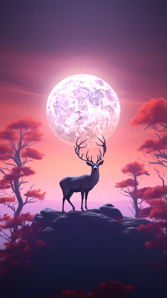 Digital art moon and deer 