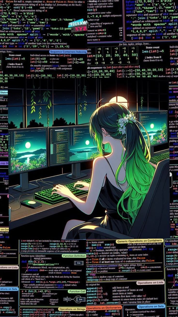 Coding Girl: Beautiful Programmer Anime Wallpaper for Tech Lovers
