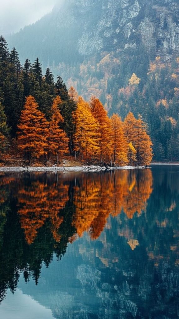 🍂 Autumn Forest Lake Wallpaper – Stunning Fall Nature Scenery