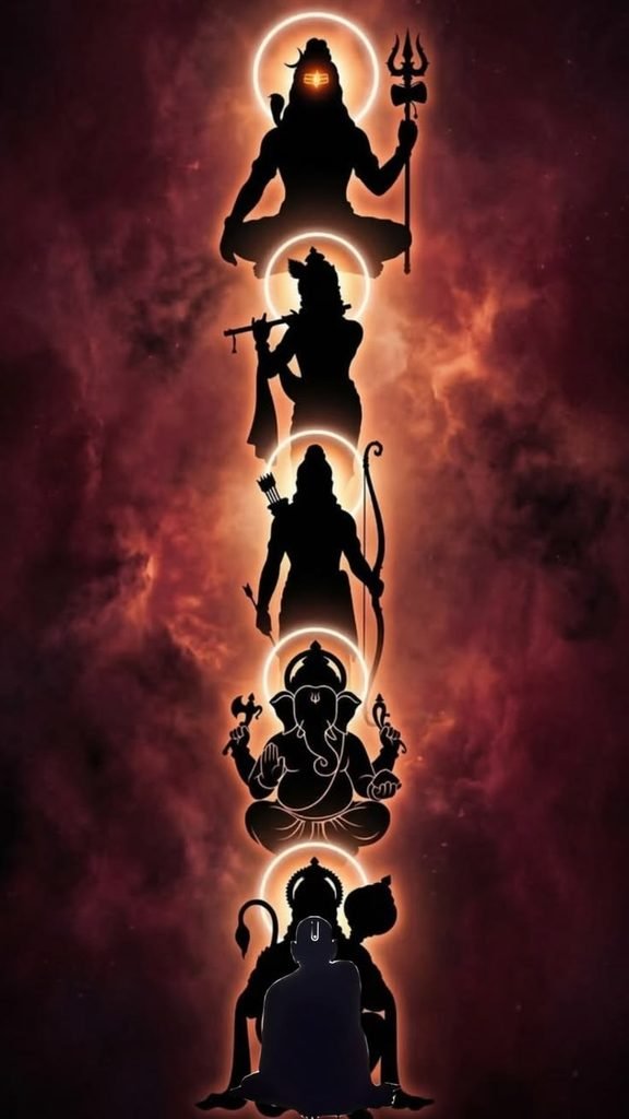 Mahadev, Krishna, Rama & Ganesha – Powerful Hindu Gods Silhouette Wallpaper