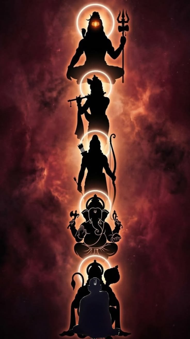 Mahadev, Krishna, Rama & Ganesha – Powerful Hindu Gods Silhouette Wallpaper