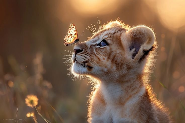 🦁 Lion Cub and the Curious Butterfly