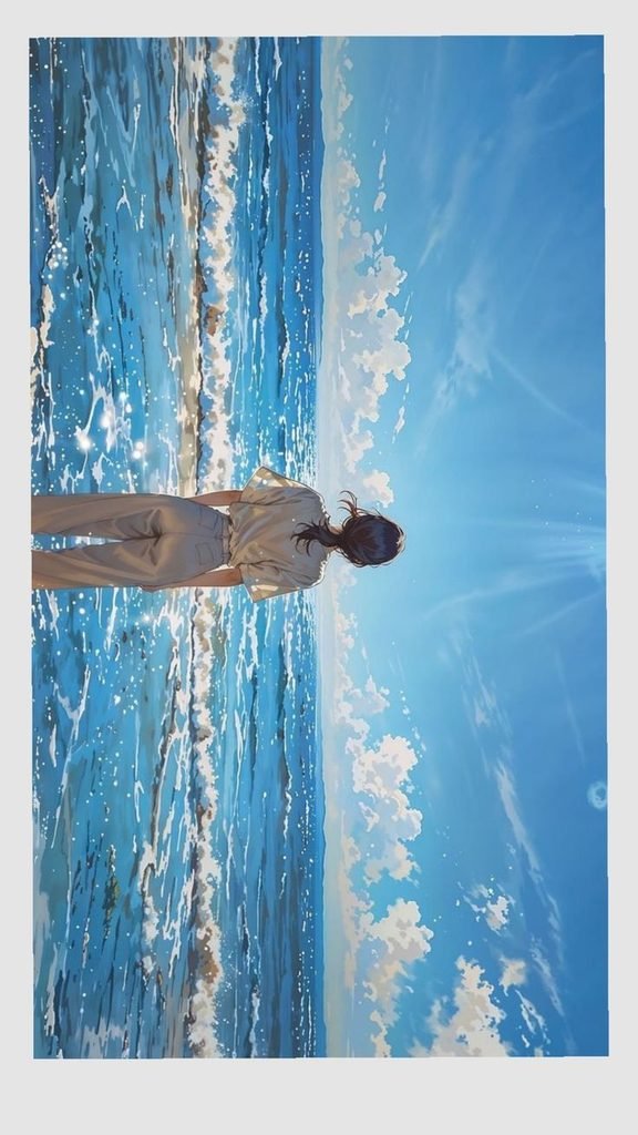 🌊 Walking Into the Blue: Serene Ocean Sunset Aesthetic