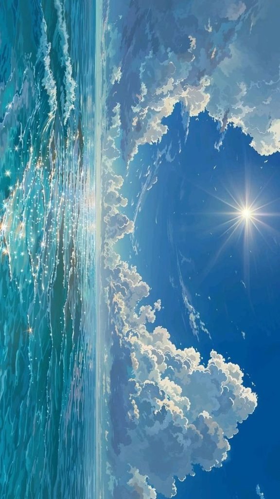 ☁️ Ocean Meets Sky: Magical Blue Aesthetic Wallpaper