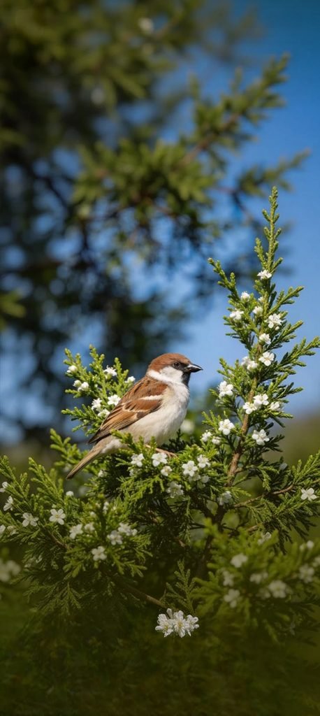 🌿 Sparrow Among the Blossoms