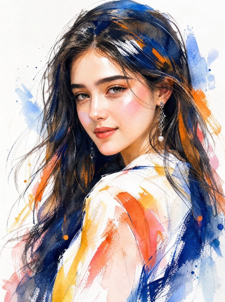 🎨 Blue & Coral Watercolor Muse