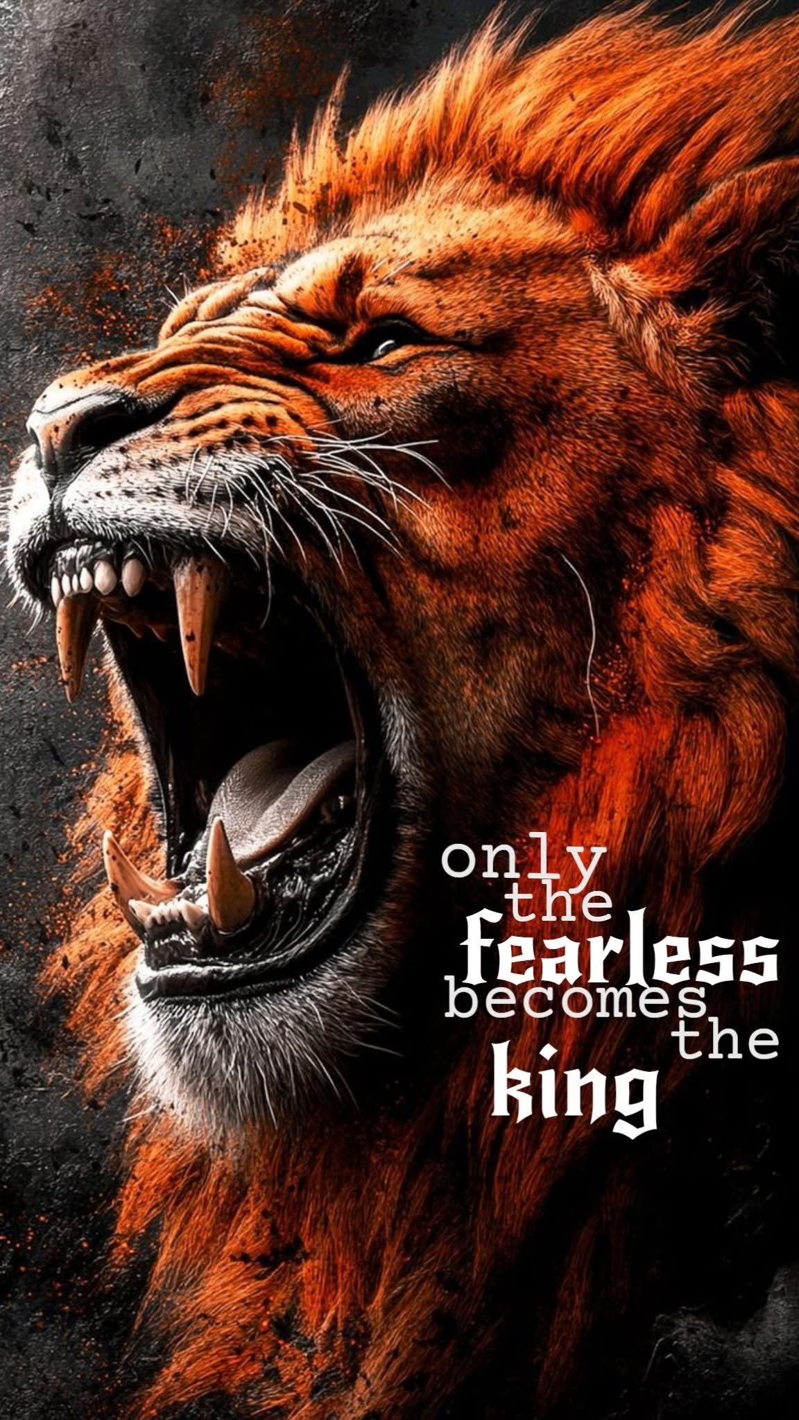 Roaring Orange And Black Lion