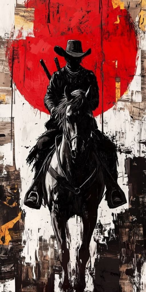 Lone Cowboy On Horseback
