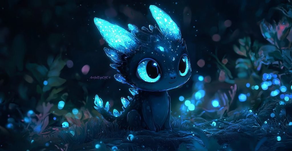 Cute Glowing Baby Dragon