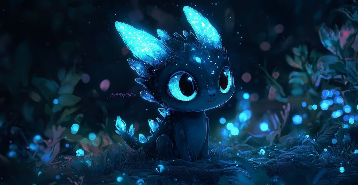 Cute Glowing Baby Dragon